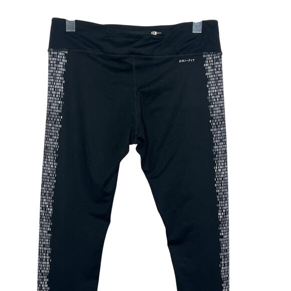 NIKE Power Epic Reflect Tight Pants Geometric Textured Leg Black Silver Size L - Picture 8 of 12